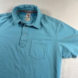 Relwen Polo Shirt Mens XL Blue Solid Pocket 100% Cotton Casual Knit Summer